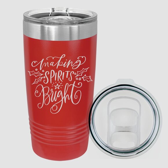 "Making Spirits Bright" Insulated Stainless Steel Travel Mug with Slider Lid - Picture 2 of 2